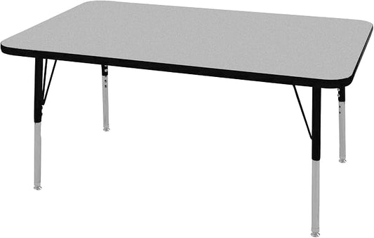 Norwood Commercial Furniture 36-Inch Adjustable Height Classroom Activity Table for Kids & Adults, Rectangular Activity Table for School and Home, Black