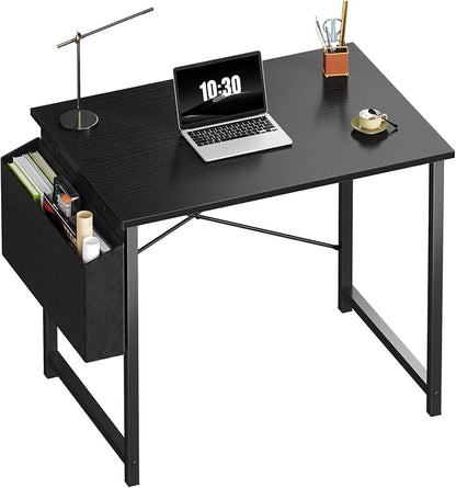 OLIXIS Small Computer Desk, 31 Inch Home Office Desks, Writing Study Craft Work Gaming Table, Computer Workstation for Bedroom Small Spaces with Storage Bag, Black