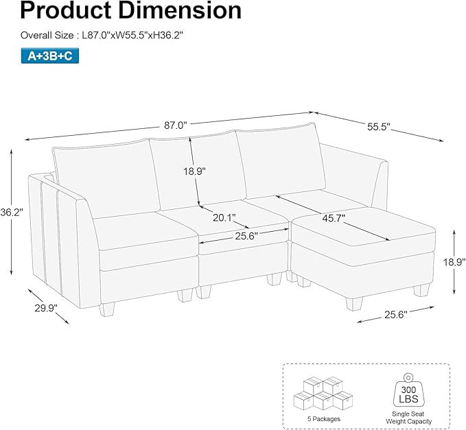 Belffin Convertible Sectional Sofa with Chaise Velvet L Shaped Sofa Couch Modular Sectional Sofa with Storage Beige