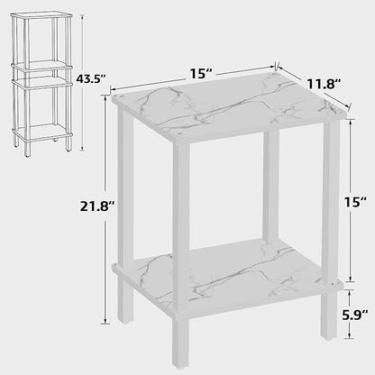 TUTOTAK End Table, Set of 2, Side Table, Nightstand, 2-Tier Storage Shelf, Sofa Table for Small Space, Living Room, Bed Room TB01BMW035
