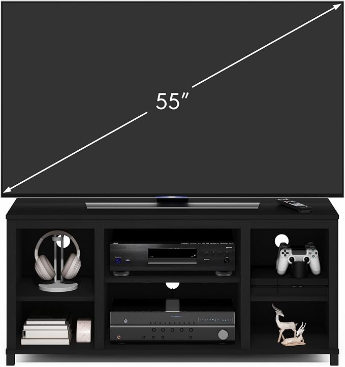 Furinno Classic TV Stand, Entertainment Center, TV Console for TV up to 55 Inch with Shelves, for Living Room, Bedroom, Americano
