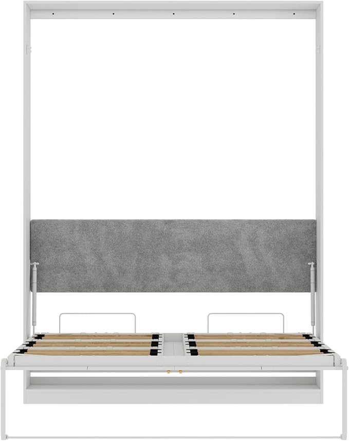 Bobve Farmhouse Murphy Bed Queen, 85" Wall Bed Folds to Save Space, Concealed Bed Frame with Hydraulic Rod and Wall Mounted Features for Apartment/Office/Guest Room