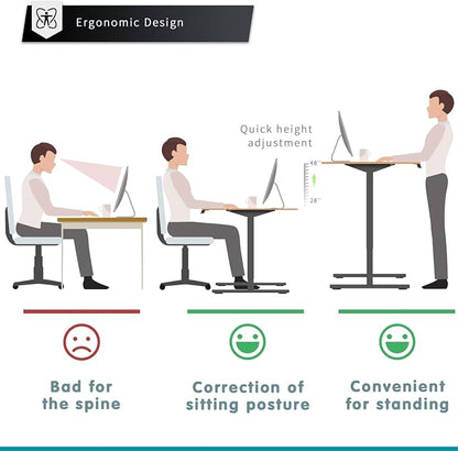 YESHOMY Height Adjustable Electric Standing Desk, 40 inch Computer Table, Home Office Workstation, Black Leg/Natural Top