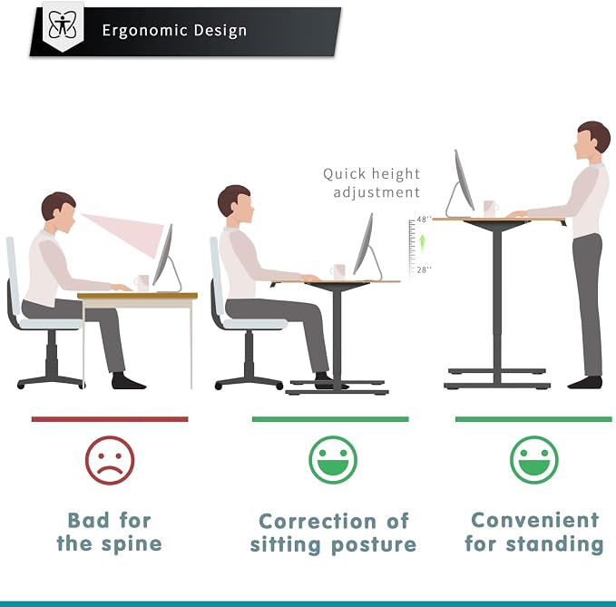 YESHOMY Height Adjustable Electric Standing Desk, 48 inch Computer Table, Home Office Workstation, Black Leg/Natural Top