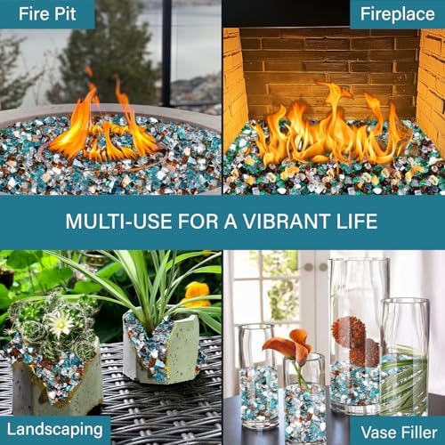 NUPICK 10 Pound Fire Glass, 1/4 Inch Reflective Fire Pit Glass