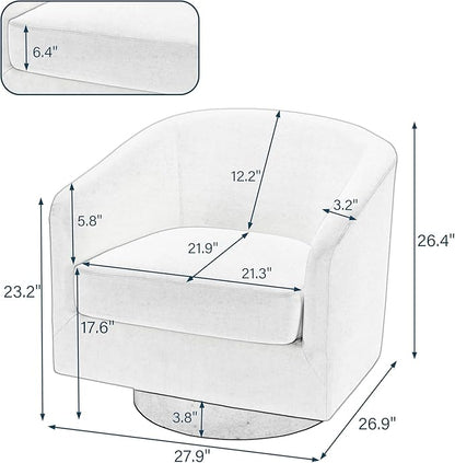 Swivel Barrel Accent Chairs Set of 4, Corduroy Upholstered Armchair Modern Round Club Arm Chair for Living Room, Comfy Single Sofa Seating Bedroom Side Reading Seat for Home Office - Beige