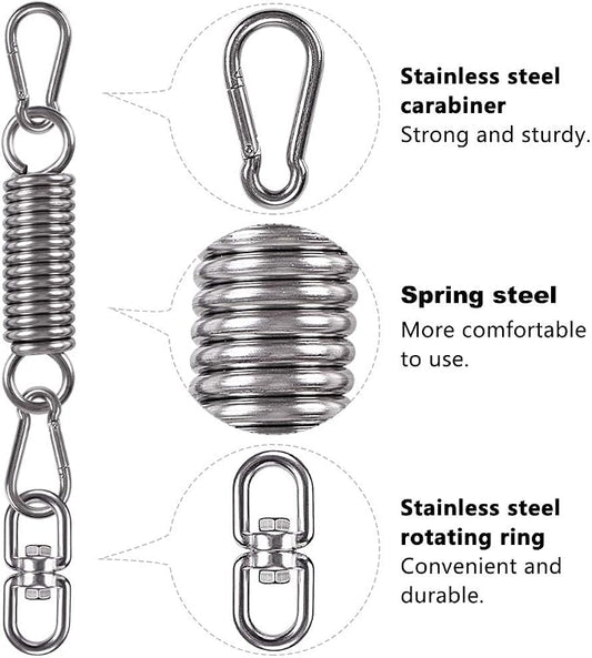2 Pack Hammock Chair Hanging Kit Swing Spring Hardware, Heavy Duty Suspension Swivel Hanger Hook for Punching Bags, Heavy Bag, Hanging Chair, Swing Seat, Rocking Seat, Porch Swing, Garden