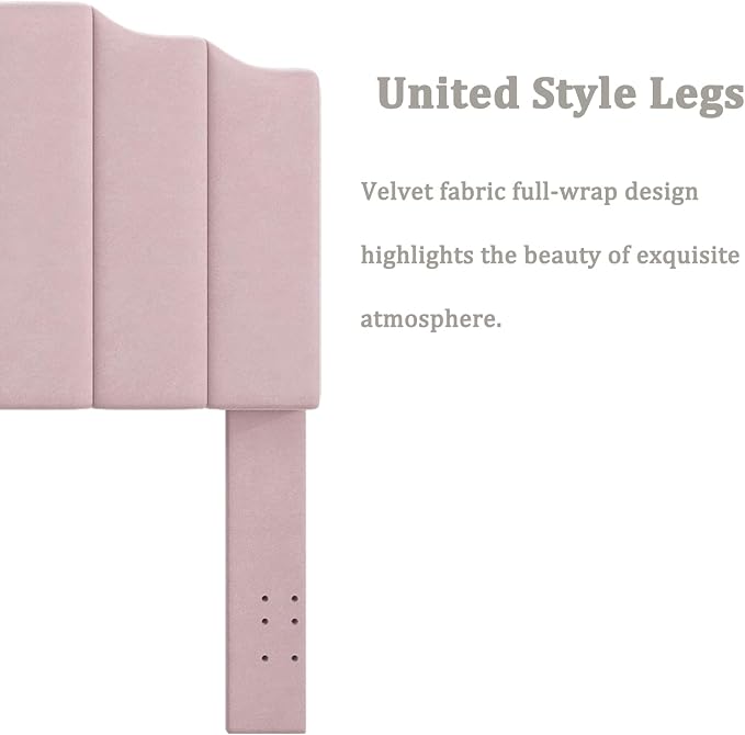 Befurtori King Size Headboard Only, Velvet Wall Mounted Headboard King for Adjustable Bed Modern Upholstered Head Board Easy Assembly, Pink