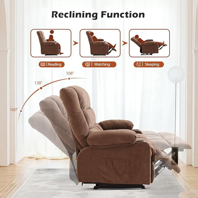 MAHOMICO Recliner Sofa with Cup Holders for Living Room 3 Seat Manual Oversized Recliner Chiar with Ergonomic, Side Pocket for Adult