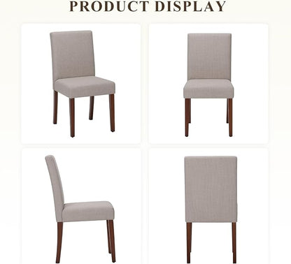 MALOL Upholstered Dining Chairs Set of 4, Modern Fabric Dining Room Chair, Wooden Dining Chair, Kitchen Side Chairs, Farmhouse Dinner Chair with High Back for Kitchen, Brown