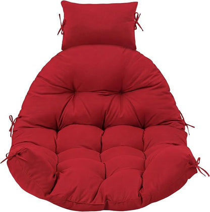 Tudomro Red Waterproof Egg Chair Cushion with Pillow Filling 2.58 kg Replacement Rocking Wicker Chair Cushion 48" x 32" High Back Hanging Swing Hammock Pad Thicken for Outdoor Patio Garden