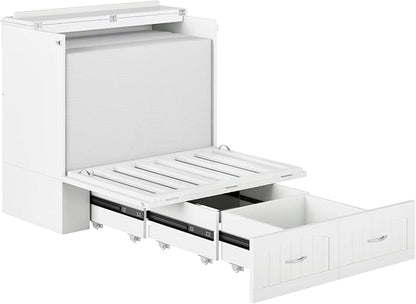 AFI, Southampton Murphy Bed Chest Twin XL with 6" Mattress, Storage Drawer & Built-in USB Charger, White