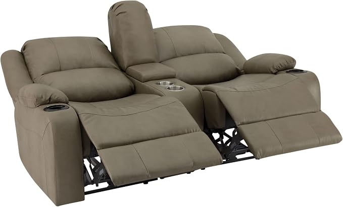 RecPro Charles 67" Powered Double RV Wall Hugger Recliner Sofa RV Loveseat with Upgraded 2023 Fabric (Putty)