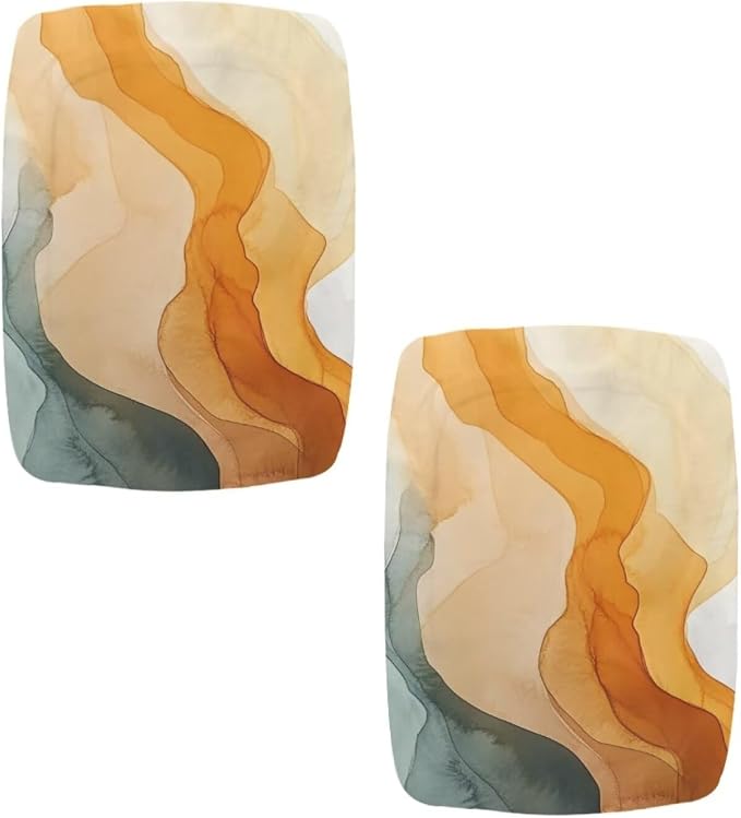Bar Stool Seat Covers - Pastel Amber Colors, Rectangle 2 Pack Stretchy Vanity Chair Slipcover, Washable Soft Stool Cover