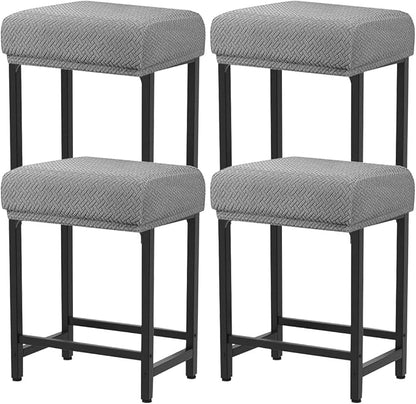 Levoberg Bar Stool Cover Rectangle Stretch Counter Height Barstool Slipcovers Rectangular Vanity Stool Cover Kitchen Counter Saddle Seat Cover for Wooden Metal Bench Set of 4 Light Gray