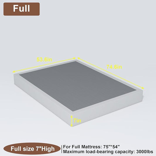 FMDMR Full Size Box Spring with Fabric Cover Set,7 Inch High Profile Full Box Spring with 3000lbs Max Weight Capacity, Durable Mattress Foundation Easy Assembly, Non-Slip, Noise Free