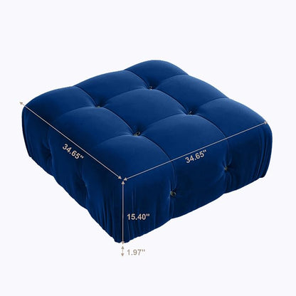 Modern Velvet Sectional Sofa, L Shape Minimalist Modular 4-Seater Sofa for Living Room Office Apartment (Ottoman/Blue)
