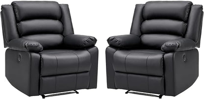 EBELLO Faux Leather Classic Power Recliner Chair, Oversized Electric Overstuffed Reclining Chair with Soft Cushion and Back, Sofa with Comfortable Armchair, Classic Black, 2Pcs