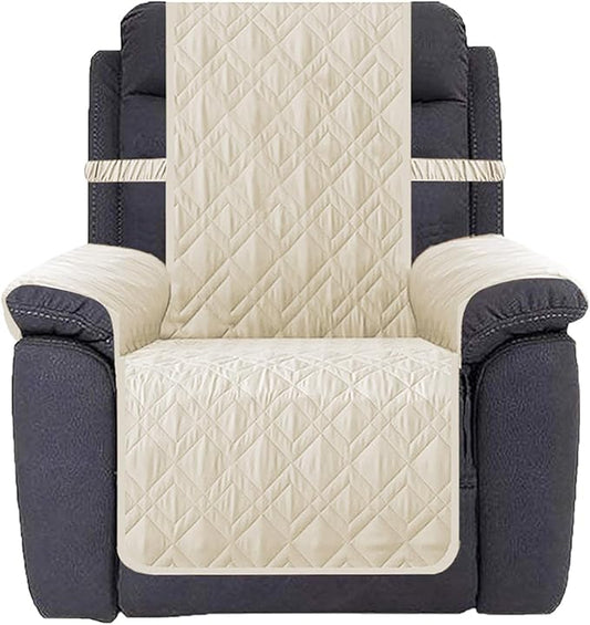Ameritex Waterproof Nonslip Recliner Cover Stay in Place, Dog Chair Cover Furniture Protector, Ideal Recliner Slipcovers for Pets and Kids (Ivory, 23")