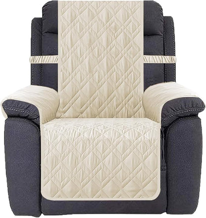 Ameritex Waterproof Nonslip Recliner Cover Stay in Place, Dog Chair Cover Furniture Protector, Ideal Recliner Slipcovers for Pets and Kids (Ivory, 30")