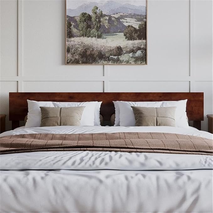 AFI, Orlando King Adjustable Modern Solid Wood Panel Headboard, Walnut