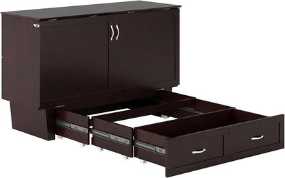 AFI, Monroe Queen Murphy Bed Chest with 6" Mattress, Storage Drawer & Built-in USB Charger, Espresso