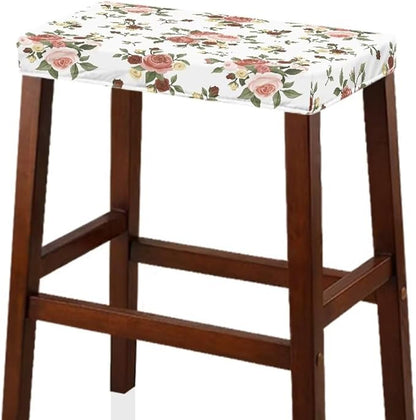 Rose Leaves Bar Stool Seat Covers Rectangle Stool Covers Set of 2 Bench Covers Slipcover Rectangle Stretch Counter Height Bar Stools Slipcovers Counter Stool Covers Saddle Seat Cover