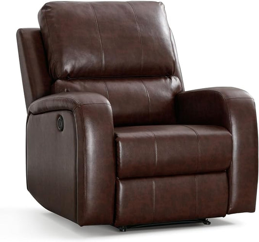 HAOMARKETS Electric Recliner Chair, Soft PU Leather Power Recliners with Padded Backrest, Single Overstuffed Heavy Duty Reclining Sofa for Living Room Bedroom, Brown