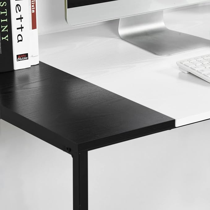 FurnitureR Computer Desk with Shelves for Small Spaces Simple Home Office Desk Study Writing Office Table Laptop PC Writing Desks (White, 47.2 Inch)