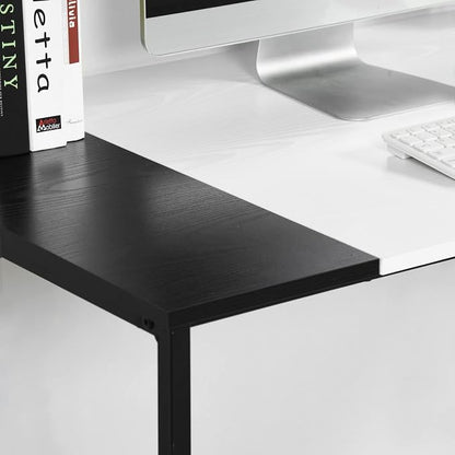 FurnitureR Computer Desk with Shelves for Small Spaces Simple Home Office Desk Study Writing Office Table Laptop PC Writing Desks (White, 47.2 Inch)