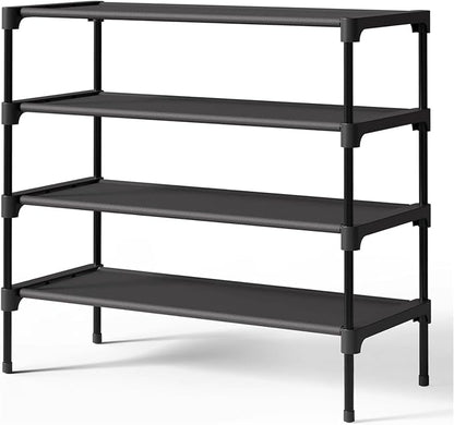 Multi Tier Shoe Rack for Closet Metal Wide Shoe Storage Organizer Oxford Fabric Cover Shoe Shelf for Entryway, Bedroom, Floor, Closet, Porch, Dorm, Living Room