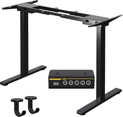 Dual Motor Electric Standing Desk Frame,Adjustable height and length,The maximum size it can accommodate is 63*28 inches for the tabletop,3 Preset Heights,Rated for 264 pounds of weight.Black