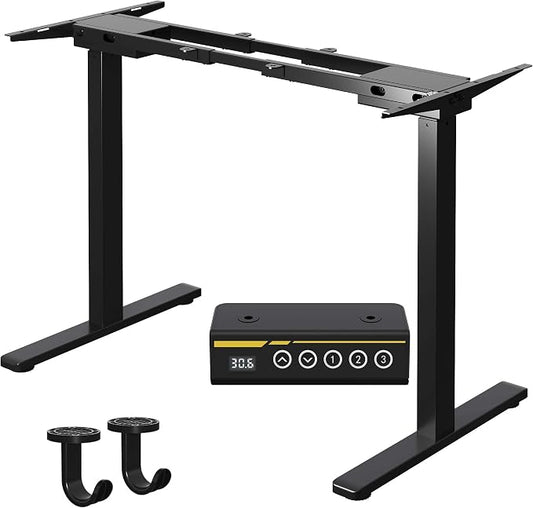 Dual Motor Electric Standing Desk Frame,Adjustable height and length,The maximum size it can accommodate is 63*28 inches for the tabletop,3 Preset Heights,Rated for 264 pounds of weight.Black
