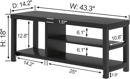 EXCEFUR Shoe Bench, Rustic Wooden Storage Bench for Entryway Hallway, Industrial Indoor Shoe Rack Bench Seat for Living Room Bedroom, 43.3 Inch Black