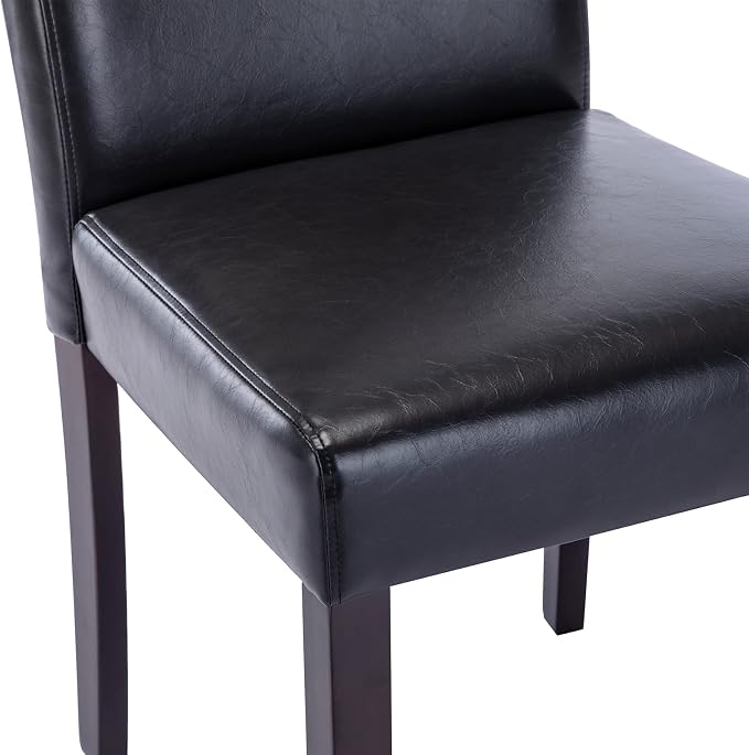 Watson & Whitely Modern Upholstered Dining Chairs, Faux Leather, Black | Solid Wood Legs, Padded Seat, Low Back, Armless Kitchen Chairs for Dining Room, Restaurant, Set of 2