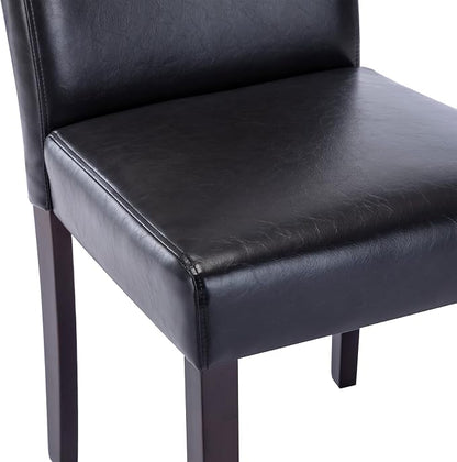 Watson & Whitely Modern Upholstered Dining Chairs, Faux Leather, Black | Solid Wood Legs, Padded Seat, Low Back, Armless Kitchen Chairs for Dining Room, Restaurant, Set of 2