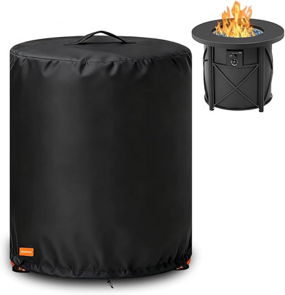 Fire Pit Cover for BALI OUTDOORS 30 x 25 Inch Propane Fire pit,Outdoor Heavy Duty 600D 100% Waterproof Fire Pit Cover Round,Weatherproof Firepit Covers Round 30" Dia x 25" H,Black