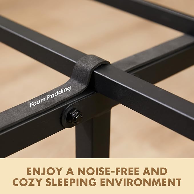 OLIXIS Twin Platform Bed Frame with Wooden Headboard and Footboard, Heavy Duty Metal Slat Mattress Base, 500 LBS Weight Capacity, Sturdy Stable Structure, No Box Spring Needed, Quick Simple Assembly