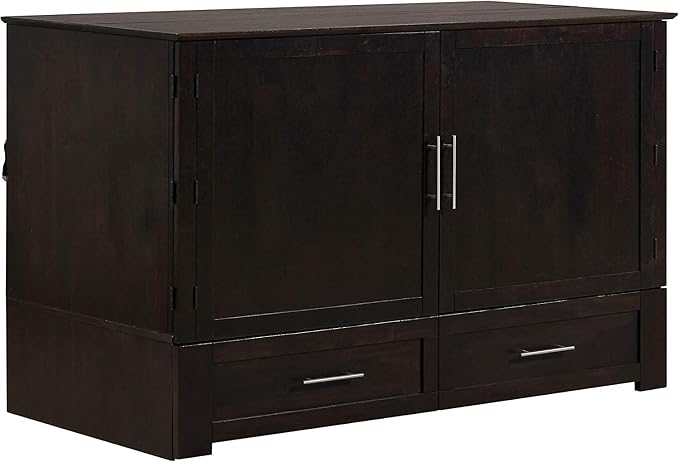 Mega Solutions Emurphybed Daily Delight Murphy Cabinet Chest Bed with Charging Station 8 Inch, Queen (Java)