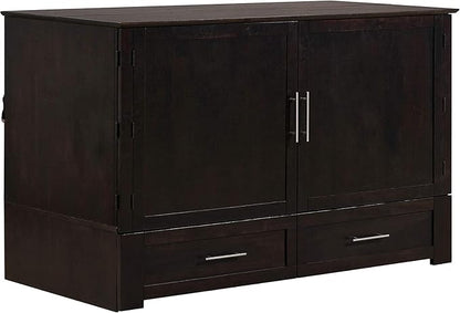 Mega Solutions Emurphybed Daily Delight Murphy Cabinet Chest Bed with Charging Station 8 Inch, Queen (Java)