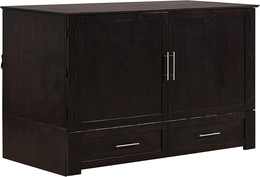 Mega Solutions Emurphybed Daily Delight Murphy Cabinet Chest Bed with Charging Station 8 Inch, Queen (Java)