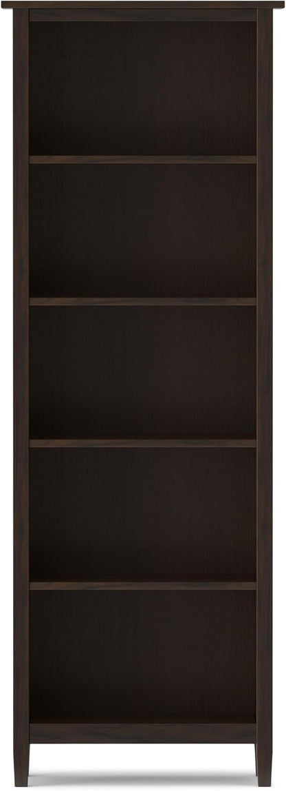 SIMPLIHOME Warm Shaker Desk and Bookcase Bundle - 48 inch Wide Solid Wood Transitional Desk with Drawers and 26 inch Wide 5-Shelf Bookcase in Brunette Brown, Home Office Furniture (Set of 2)