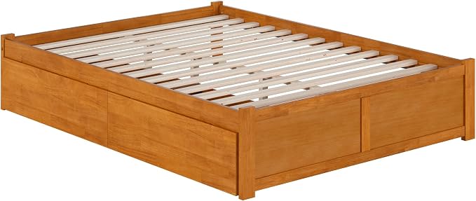 AFI, Concord Queen Platform Bed with Footboard & Storage Drawers, Light Toffee