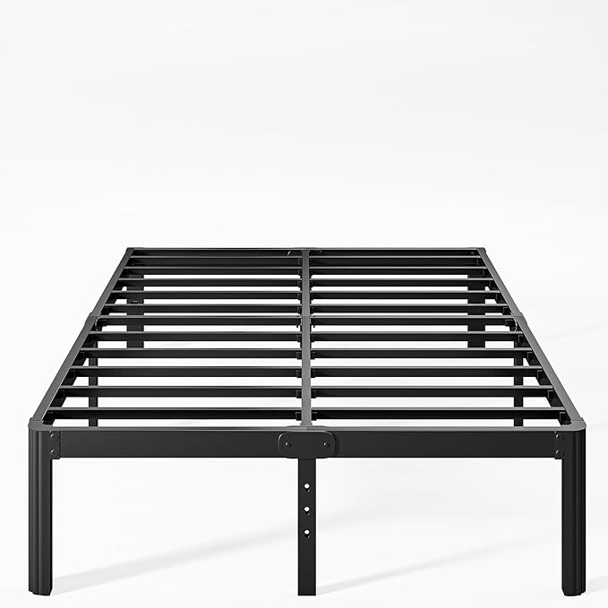 12 Inch High Platform California King Bed Frames No Box Spring Needed, Metal Cal King Bed Frame, Noise Free, Easy Assembly, Heavy Duty, Black