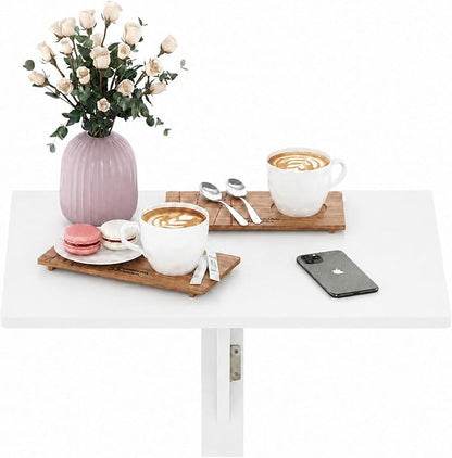 Furinno Hermite White Folding Table, Wall Mount Floating Table, 23.6 x 30.4 x 17.3, Easy Assembly, for Living Room, Office, Bedroom, Apartment, Plain White