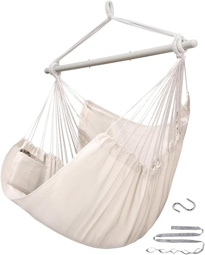 ADVOKAIR Hammock Chair Swing, Heavy-Duty Hanging Rope Swing Seat Supports 500 Lbs, Ideal for Outdoor Patio, Backyard, Porch, Deck & Indoor Bedroom Use