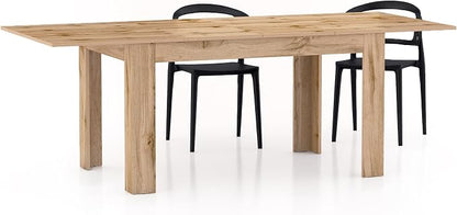 Mobili Fiver, Easy, Extendable Dining Table, 55,1(86,6) x35,4 in, Rustic Oak, for 6-8 People, Expandable Dining Table for Kitchen, Italian Furniture