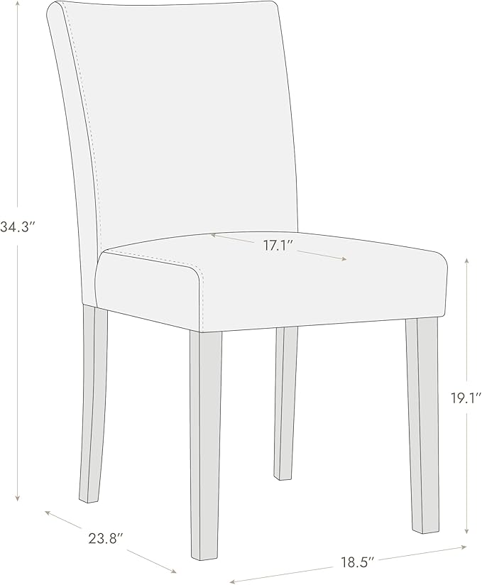 Watson & Whitely Modern Upholstered Dining Chairs, Set of 2, Dark Grey | Fabric Upholstery, Solid Wood Legs, Low Back, Modern Armless Parsons Style, for Kitchen, Dining Room, Restaurant