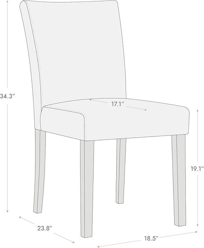 Watson & Whitely Modern Upholstered Dining Chairs, Set of 2, Dark Grey | Fabric Upholstery, Solid Wood Legs, Low Back, Modern Armless Parsons Style, for Kitchen, Dining Room, Restaurant