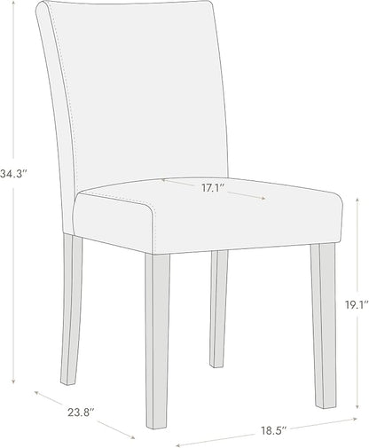 Watson & Whitely Modern Upholstered Dining Chairs, Set of 4, Fabric in Grey | Solid Wood Legs, Padded Seat, Low Back, Modern Armless Parsons Chair for Kitchen, Dining Room, Restaurant